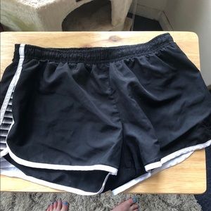 Black and Gray Striped Running Shorts